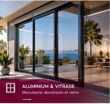 Modern aluminum and glass sliding doors